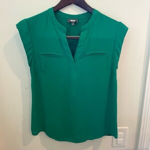 The Limited Emerald Green Split-Neck Cap-Sleeve Blouse